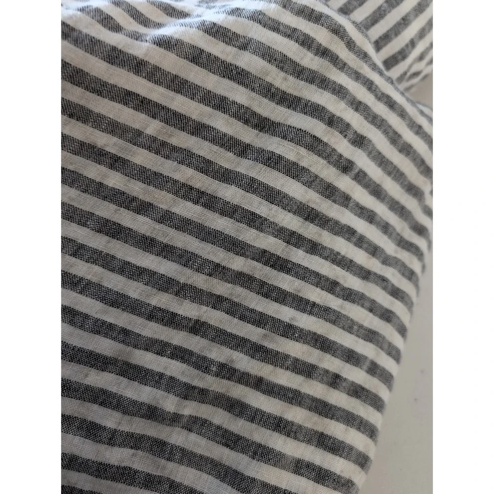 Brooklinen 100%  Linen Fitted Sheet Queen neutral gray striped + 1 case Portugal
